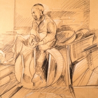 Man Sitting on Vent