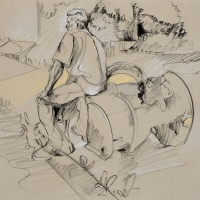 Young Man on a Barrel