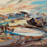 Lifeboat and Thick Waste Oil,