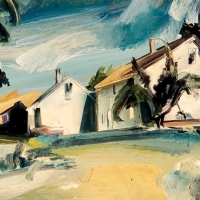 Stark White Gables with Plum Tree