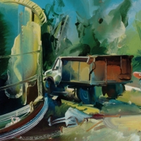 Blue Silage with Trucks