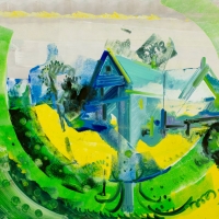 Buckland Portal in July, 32x47, Boiler Room And Stack, 32x47'', Oil on Mi-Tientes, 2017_2018