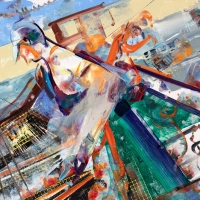 Entwined With Trap, 32x47'', Oil on Mi-Tientes, 2018