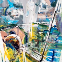 Harriman Station Drive, 64x47'', Oil on Mi-Tientes, 2018
