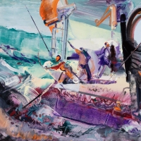 Hoisting And Hauling, 32x47'', Oil on Mi-Tientes, 2018