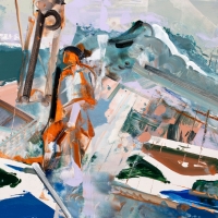 Man Wave, 32x47'', Oil on Mi-Tientes, 2018