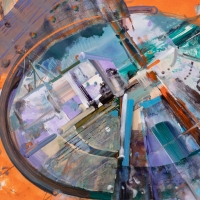 Orange Porthole, 32x47'', Oil on Mi-Tientes, 2018