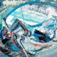 Oval Porthole, 32x47'', Oil on Mi-Tientes, 2018