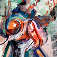 Syrian Father & Son, 47x32'', Oil on Mi-Tientes, 2018