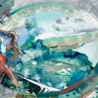 Wrestling Sea, 32x47'', Oil on Mi-Tientes, 2018